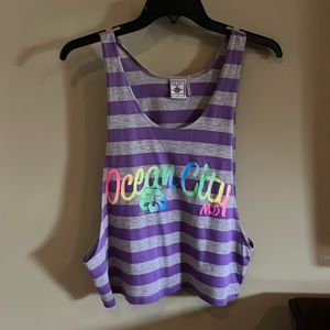 Ocean City, Maryland Colorful Striped Muscle Tshirt. Size S.